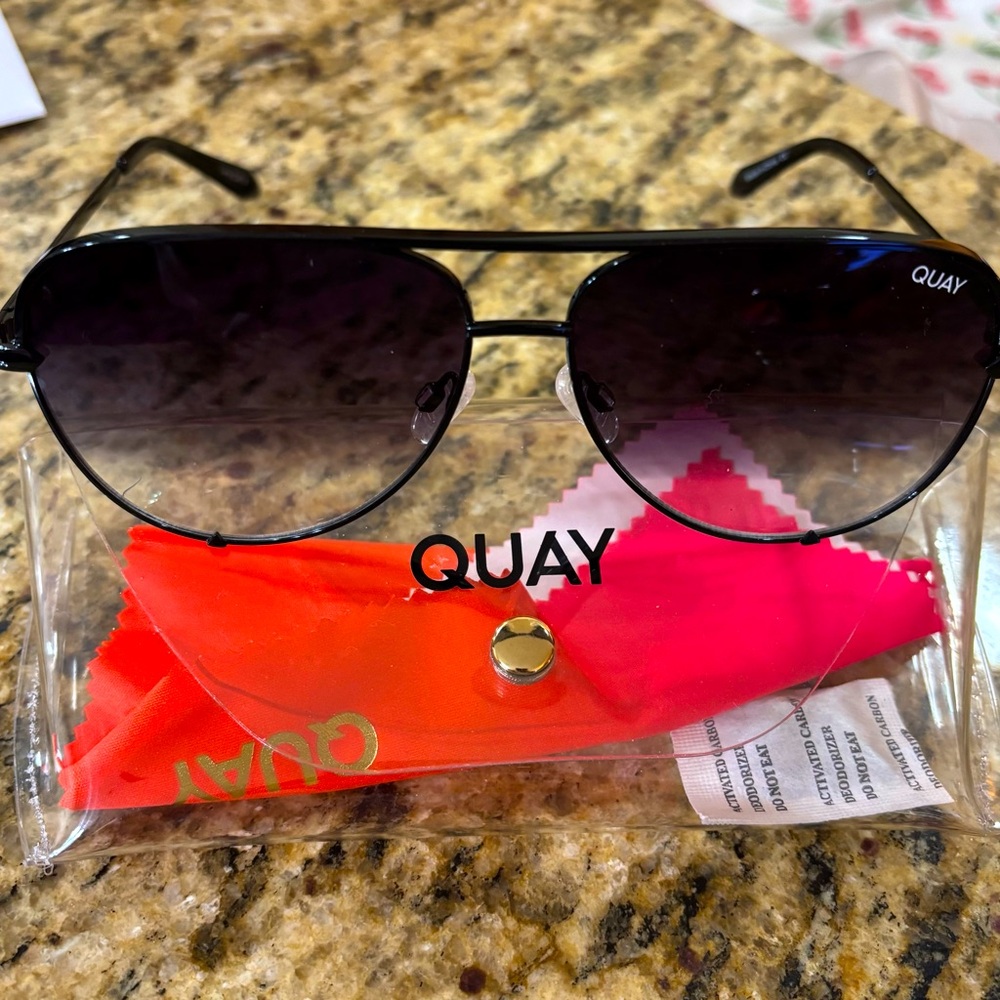 Quay Black Aviator Sunglasses